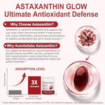 Premium triple strength astaxanthin softgels for skin elasticity and joint support.