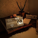 EURSET farmhouse style baby sonogram frame displayed on a tabletop shelf inside a decorated nursery room.