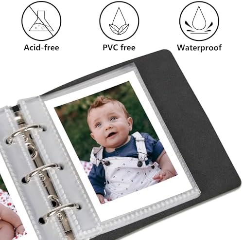 Vienrose green mini photo book showcasing the durable acid free and PVC free protective sleeves.