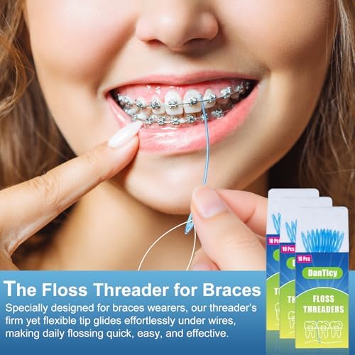 Instructions on how to thread floss through DanTicy aid