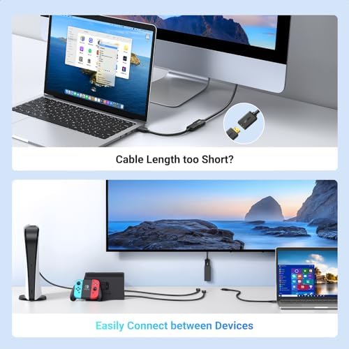Ugreen HDMI extender adapter connected to a wall mounted television