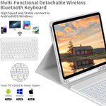 KVTVOU iPad 10.9 inch folio smart case adjusted at an ergonomic stand angle for typing and viewing