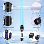 Two children playing with Pleaselift dual lightsabers