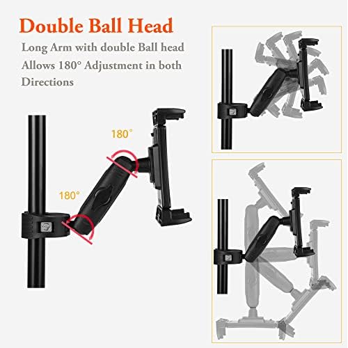 Peastrex tablet music stand mount close up of heavy duty nylon fiberglass handle clamp