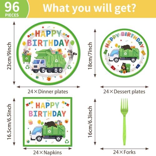 Euoyufo party supplies napkins with garbage truck design
