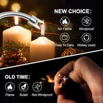 Windproof flameless arc lighter being used for outdoor camping grill.
