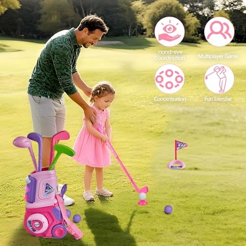 Kids golf clubs for ages 1 to 5 playing outdoors