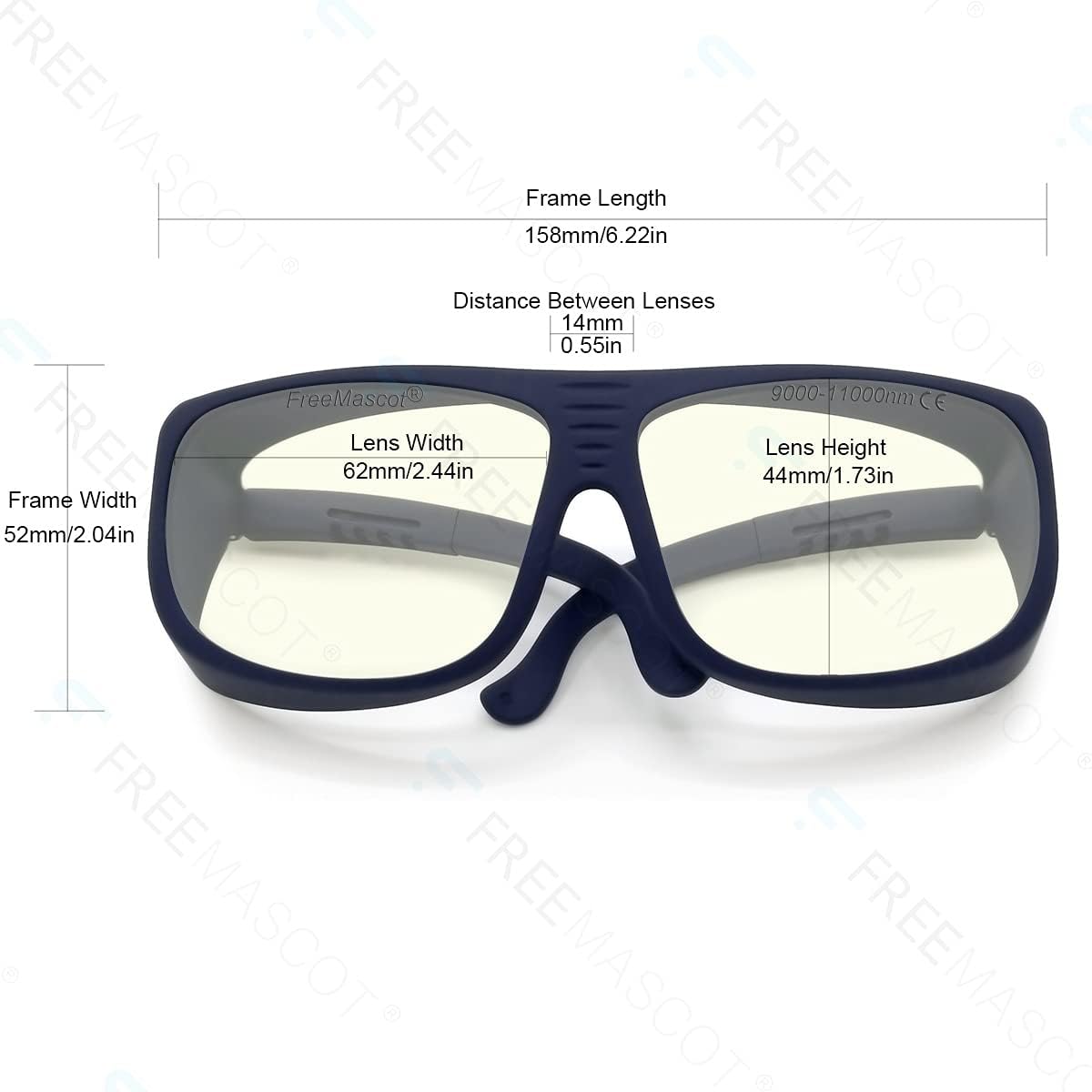 FreeMascot laser safety glasses wraparound frame