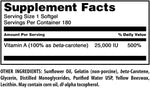 Authentic USA imported Amazing Formulas Beta-Carotene health supplement bottle display