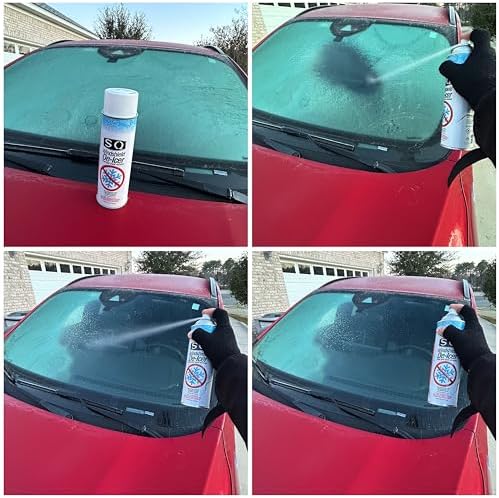 Three pack bundle of SQ automotive windshield deicing spray cans for winter car maintenance.