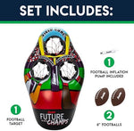 Franklin Sports inflatable throwing toy close up showcasing the Future Champs graphic design and target netting.