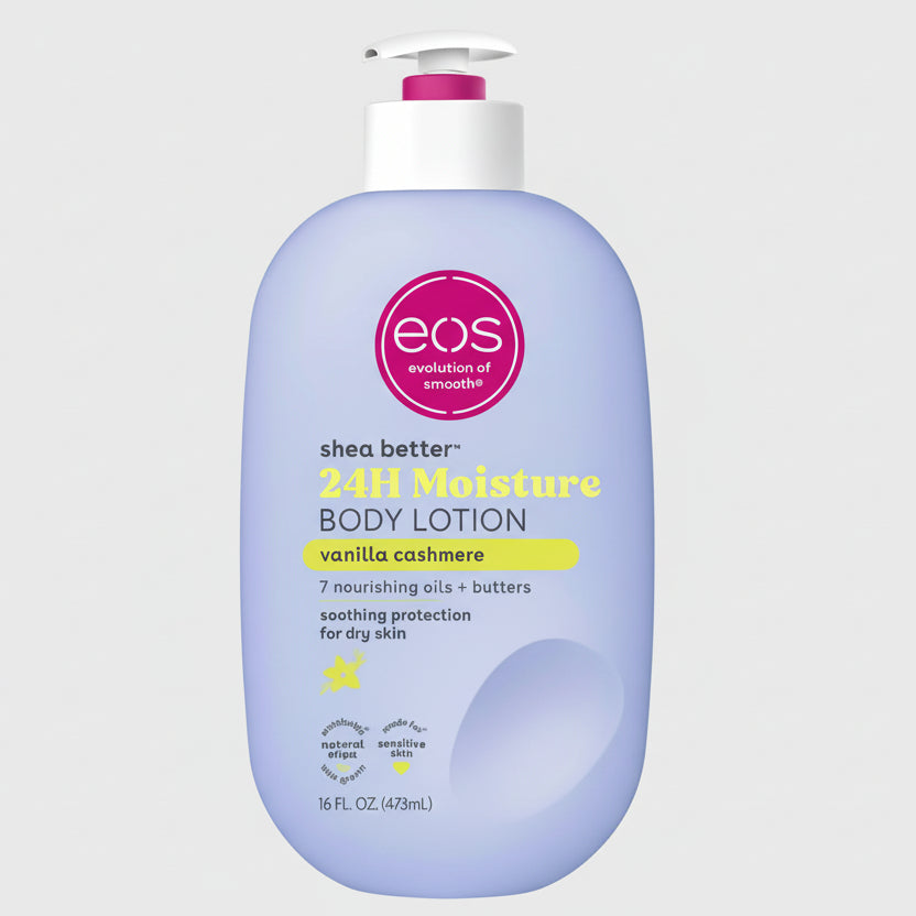 Eos Shea Better Vanilla Cashmere body lotion bottle front view
