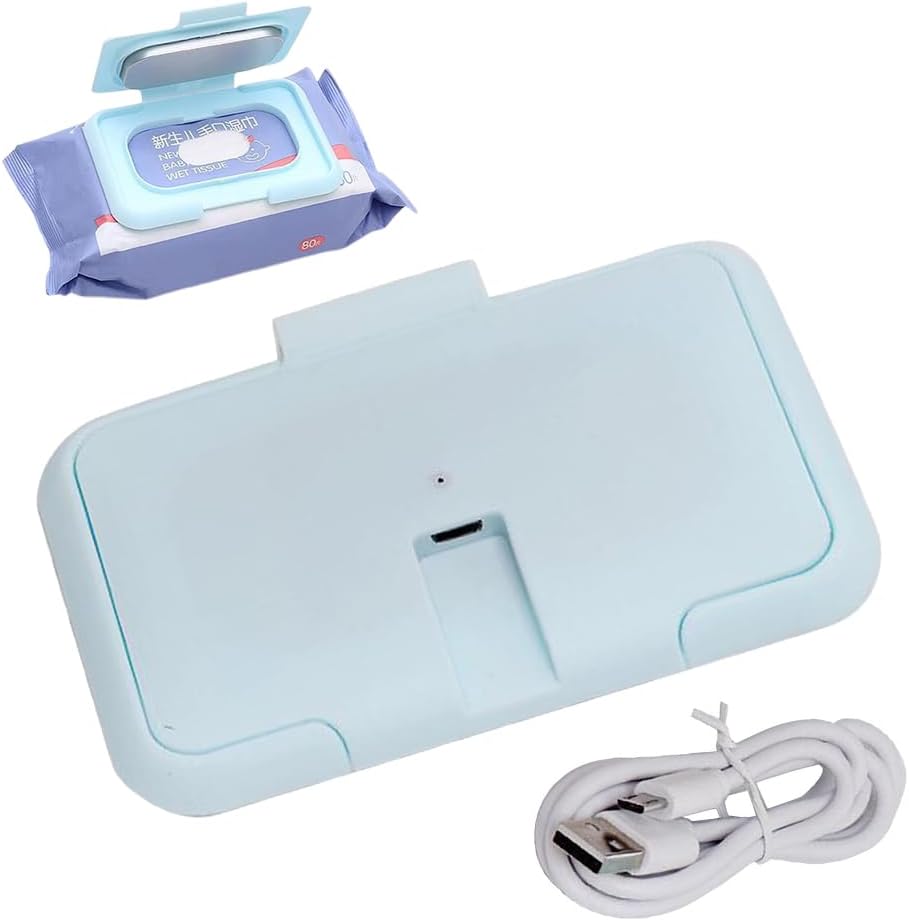 Tbest baby wipe warmer front view light blue
