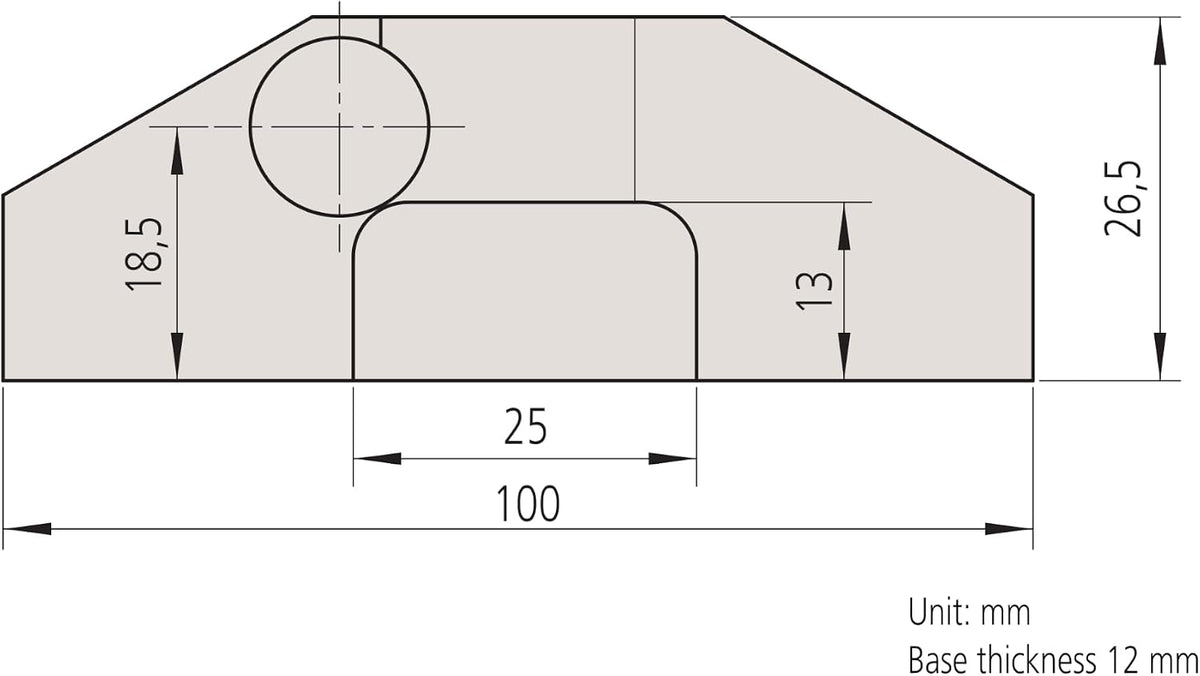 Mitutoyo 75 mm depth base attachment showing locking clamp