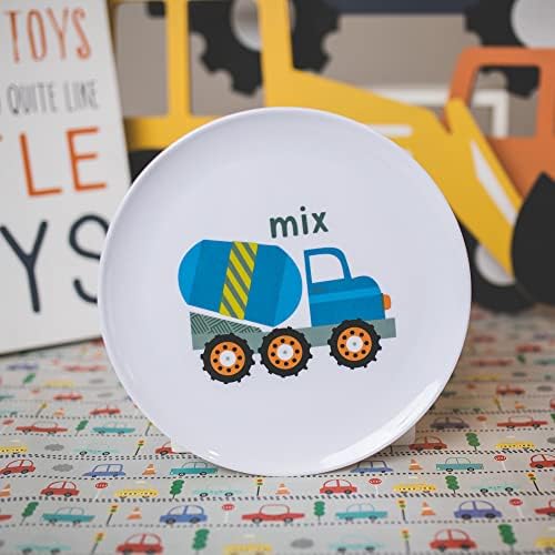 Durable 10 inch melamine plates for toddlers construction theme