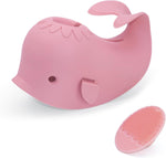 PandaEar baby bath spout cover front view showing pink whale design