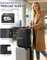 WONHOX large backpack back panel view highlighting the breathable mesh shoulder straps and luggage strap.