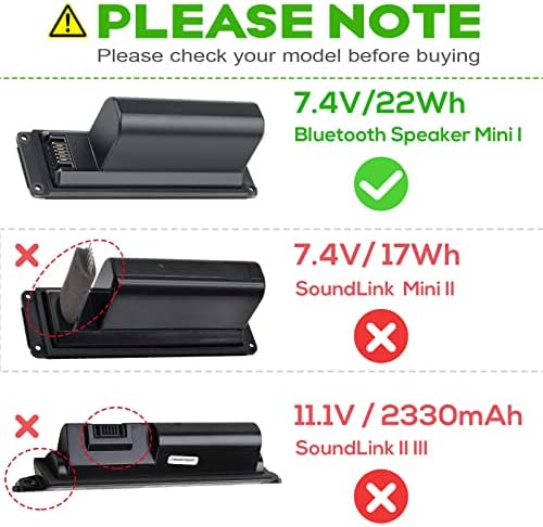 Fancy Buying speaker battery replacement pack highlighting the technical specification labels on the side panel