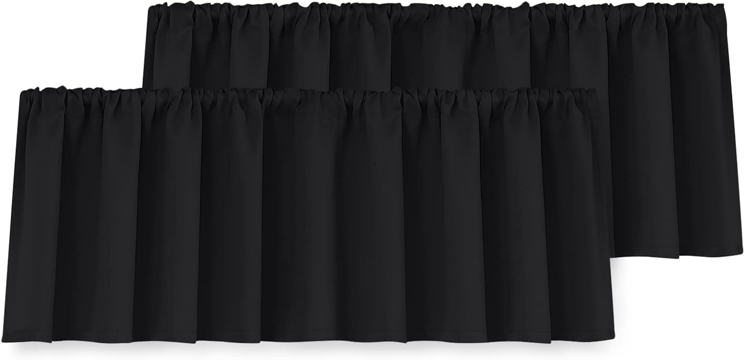 Yakamok black blackout curtain valances front view window treatment