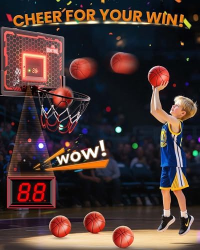 Close up of electronic LED scoreboard on mini basketball hoop
