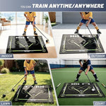 Athletes practicing drag ball and precision dribbling drills using the numbered layout guidelines.