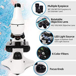 Microscope for Adults Kids, 40X-2000X Compound Biological Monocular Microscope Kit for Kids Students Beginners Lab Home School Education - w/Slides Set, Phone Adapter, Power Adapter (White, Metal) - Image 6