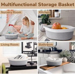 Goodpick premium home decor woven storage box sitting on a minimalist wooden closet shelf