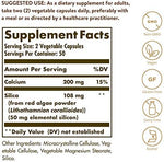Solgar Oceanic Silica 25mg trace element supplement facts label showing marine red algae ingredients
