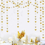 Fifty two feet of shimmering champagne gold heart garland packaging layout showing all included pieces.