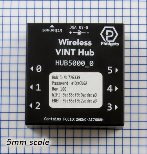 Phidgets network hub electronic automation controller side view with power jack