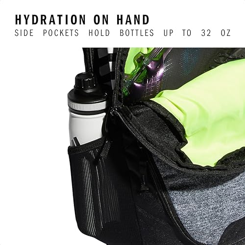Adidas durable team backpack interior layout illustrating the protective laptop storage sleeve and wide main compartment.