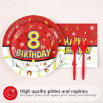 Detailed view of birthday themed paper napkins and plates