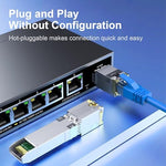 Side profile of 6Com SFP+ to RJ45 network module