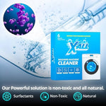 X-ALL descaler tablet dissolving in water for washing machine drum maintenance.