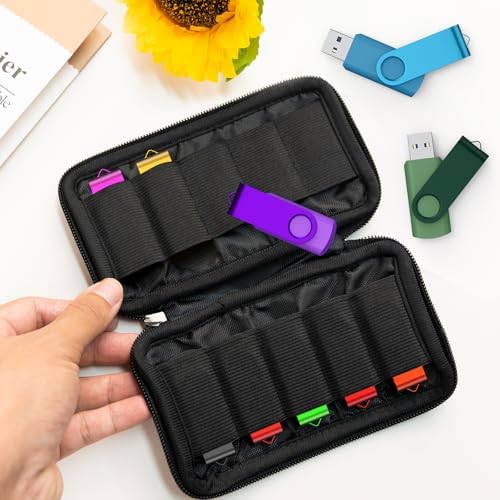 WesData USB Drive Holder open view displaying ten individual high-density elastic storage slots.