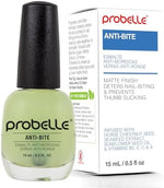 Clear matte finish no bite nail polish for kids and adults applied on fingernails.