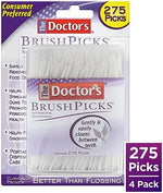 The Doctor's BrushPicks dual-action interdental tool showcasing the soft bristle brush head end