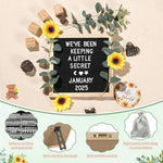 Premium imported pregnancy photography props with natural wooden letter blocks and sunflower accents