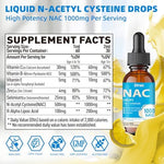 Back label of Elysx NAC Drops detailing the 7 in 1 complex ingredients and dosage instructions