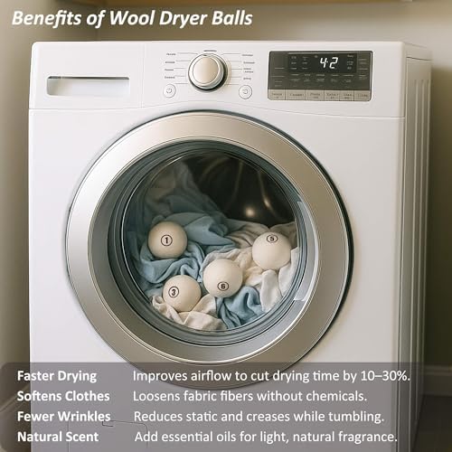 Eco friendly New Zealand wool balls showing the large size variant for clothing care