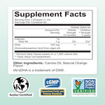 Nature's Nutra Vegetarian DHA Liquid dropper bottle highlighting the natural orange flavor labeling.