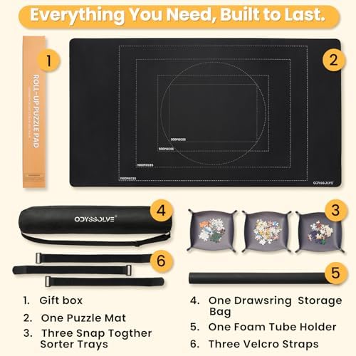 Side profile of the crease free puzzle mat showing its flat surface and solid foam rolling tube assembly.