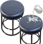Lifestyle arrangement of gray bar stool covers in a kitchen setting