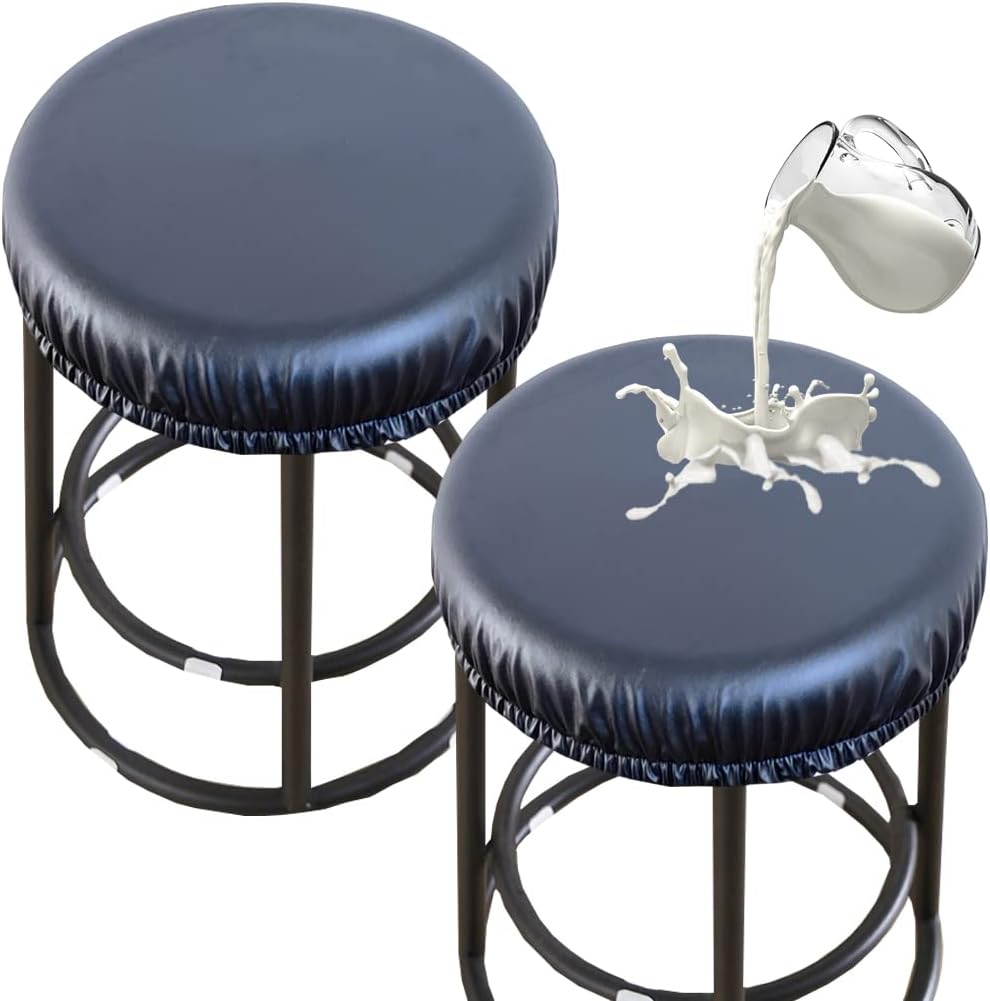 Lifestyle arrangement of gray bar stool covers in a kitchen setting