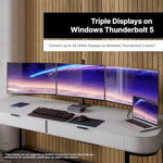 CalDigit premium multi monitor desktop dock exhibiting the rear high speed ten gigabit ethernet networking port.