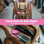 Babeezy smart ring carrier being attached to a handbag using the included matching pink carabiner clip.