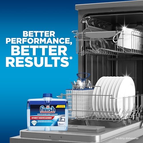Finish fresh scent dishwasher cleaner for odor removal and hygiene.