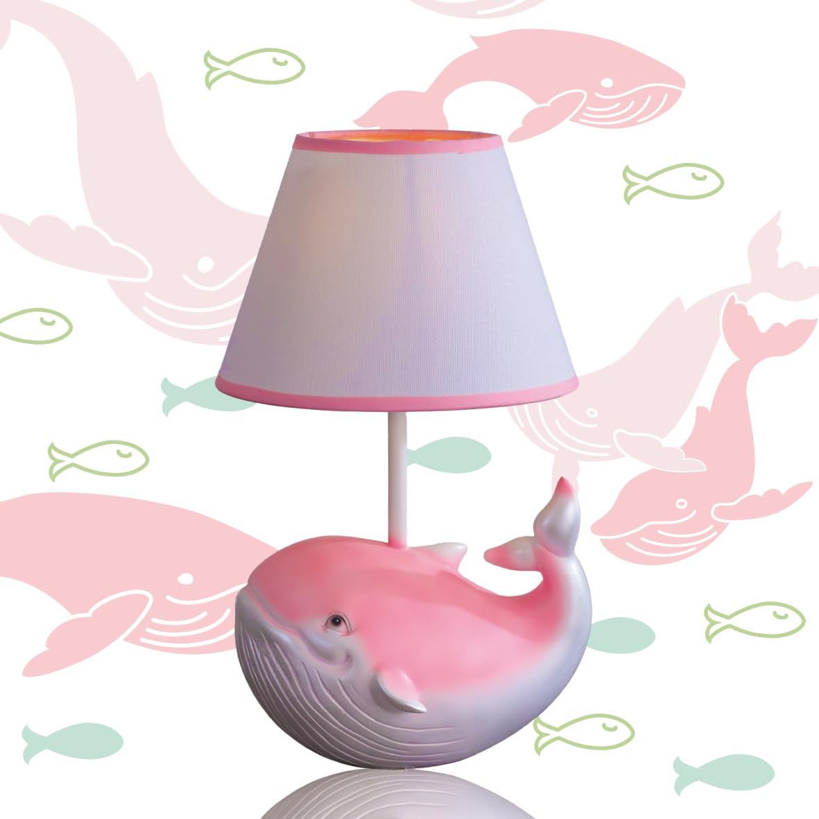 SUREYOND whale lamp kids night light front view on a bedside table