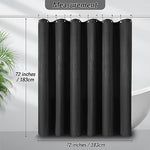 Full length view of the 72 by 72 inches modern black textured shower curtain installed.