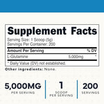 Type Zero L-Glutamine 5000mg supplement facts label